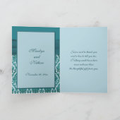 Carte de remerciement en Damas turquoise (Intérieur)