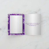 Carte de remerciement en damas violet et argent Mo (Intérieur)
