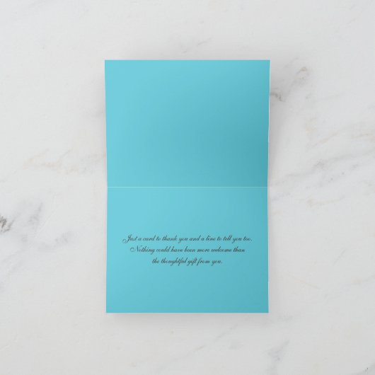 Carte de remerciement en damassé Aqua, Marron, Bla (Intérieur)