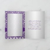 Carte de remerciement en damassé argent et violet (Intérieur)