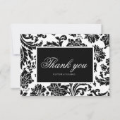 Carte de remerciement en damassé noir et blanc (Devant)