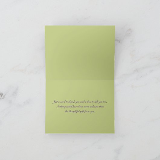 Carte de remerciement en damassé violet, vert et b (Intérieur)