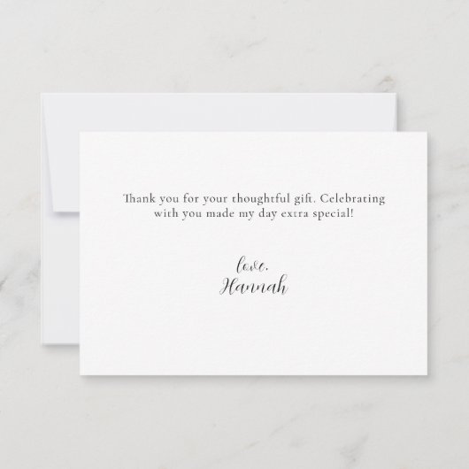 Carte de remerciement en écriture florale verte sa (Dos)