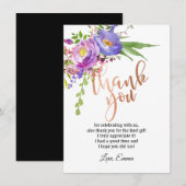 Carte de remerciement en feuille de rose doré (Devant / Derrière)