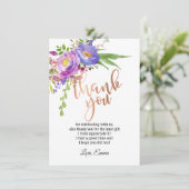 Carte de remerciement en feuille de rose doré (Debout devant)