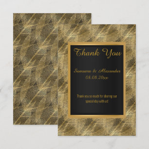 Carte de remerciement en feuille d'or noire botani