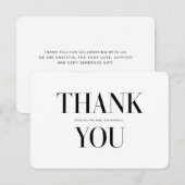 Carte de remerciement en gras de typographie moder (Devant / Derrière)