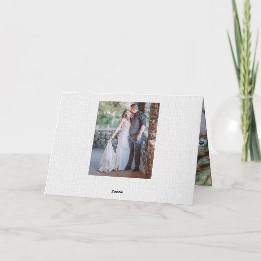 Carte de remerciement en lin blanc avec amour et g (Dos)