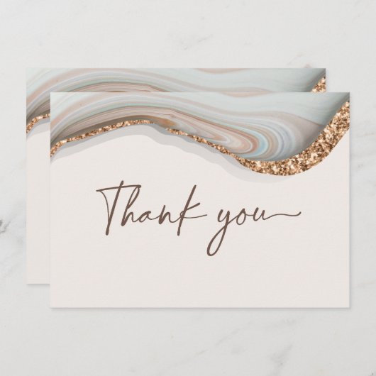Carte de remerciement en marbre d'agate de pierre (Devant / Derrière)
