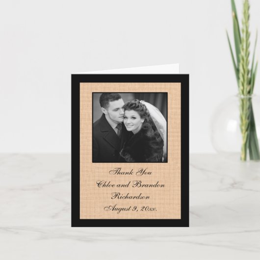 Carte de remerciement en toile de jute légère (Devant)