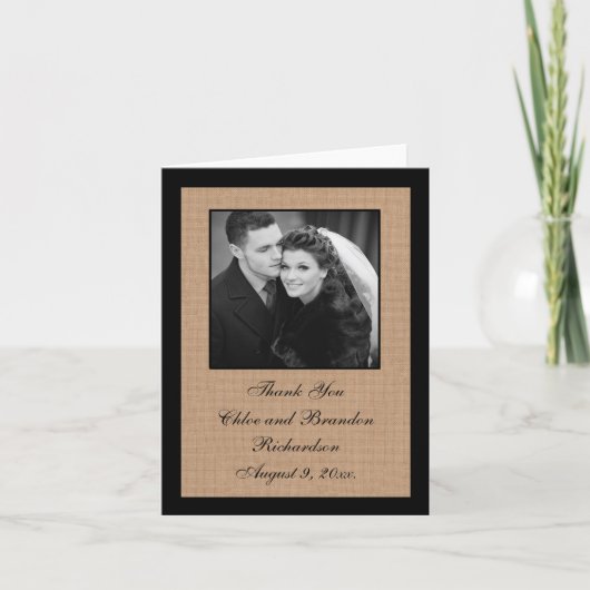 Carte de remerciement en toile de jute moyenne (Devant)