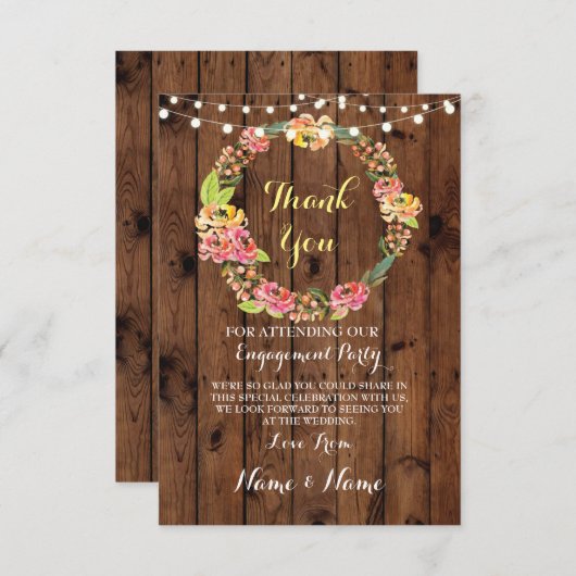 Carte de remerciement Engagement Floral Mariage Bo (Devant / Derrière)