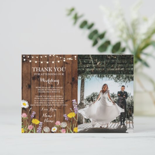 Carte de remerciement Engagement Mariage Fleurs sa (Debout devant)