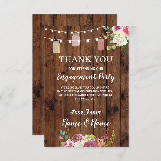 Carte de remerciement Engagement Mariage Pots Flor (Devant / Derrière)