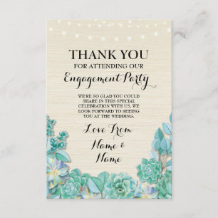 Carte de remerciement Engagement Mariage Succulent