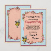 Carte de remerciement Engagement Wonderland Lapin (Devant / Derrière)