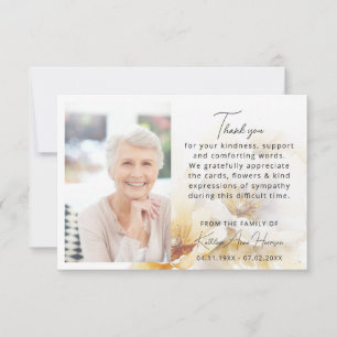 Carte de remerciement et de condoléances avec phot