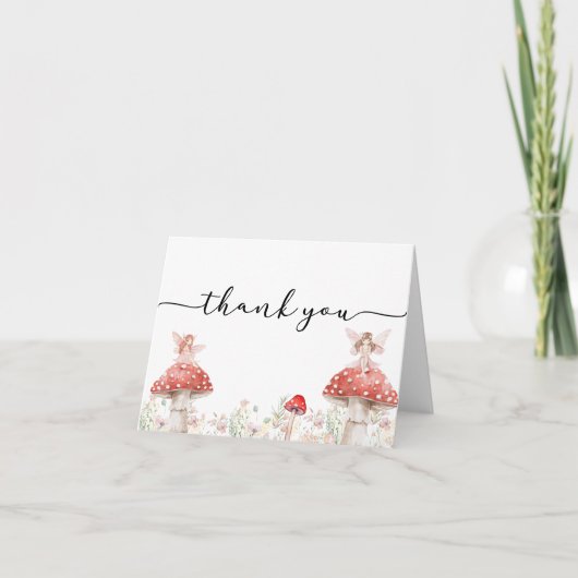 Carte de remerciement Fée des bois Champignon (Devant)