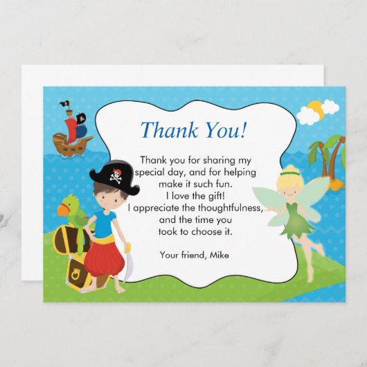 Carte de remerciement Fée Pirate Pixie (Devant / Derrière)