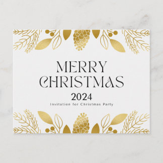 Carte de remerciement festive de Noël verte et dor