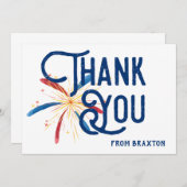 Carte de remerciement Feux d'artifice (Devant / Derrière)