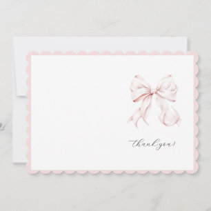 Carte de remerciement fille avec un joli nœud rose