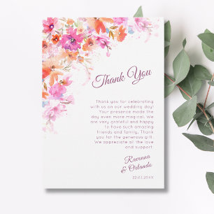 Carte de remerciement Fleur de cerisier pastel ros