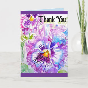 Carte de remerciement fleur de pensée aquarelle fl