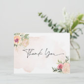 Carte de remerciement Fleur de pivoine et Or (Debout devant)