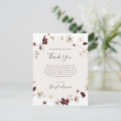 Carte de remerciement Fleur sauvage Bourgogne cuiv (Debout devant)