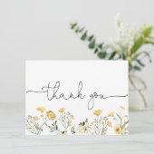 Carte de remerciement fleur sauvage jaune délicate (Debout devant)
