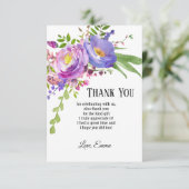 carte de remerciement fleur violet aquarelle (Debout devant)