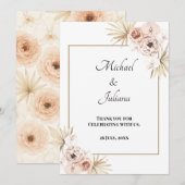 Carte de Remerciement Fleurie Élégante Rose Clair (Devant / Derrière)