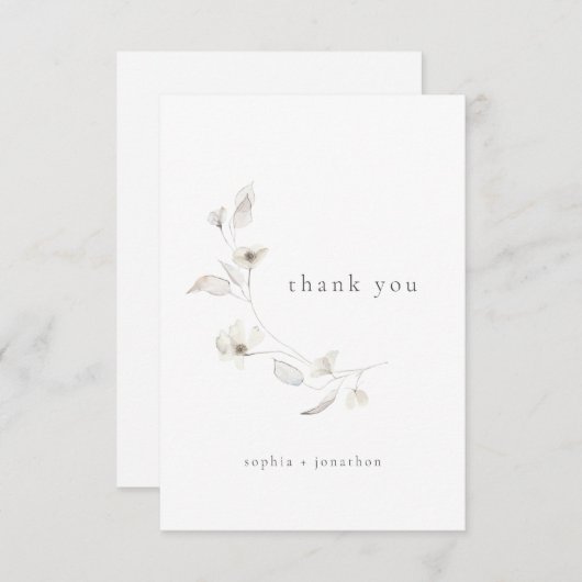 Carte de remerciement Fleurs délicates (Devant / Derrière)