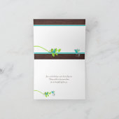 Carte de remerciement Fleurs Oiseaux Turquoise Ver (Intérieur)