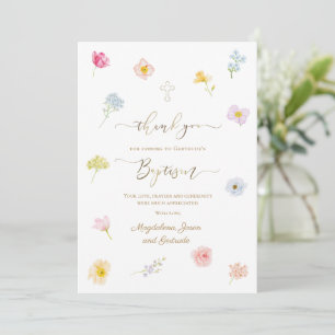 carte de remerciement fleurs petit baptême