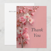 Carte de remerciement Fleurs roses et blanches Bub (Devant / Derrière)