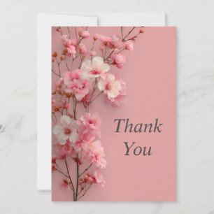 Carte de remerciement Fleurs roses et blanches Bub