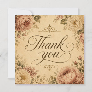 Carte de remerciement Fleurs Vintage Nostalgiques 