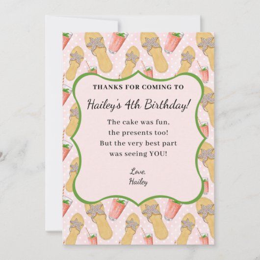 Carte de remerciement Flip Flops et Lemonade (Devant)