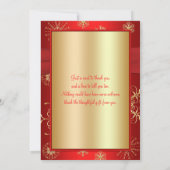 Carte de remerciement flocons de neige Rouge et Or (Dos)