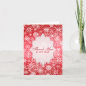 Carte de remerciement Flocons de neige rouges et b (Devant)