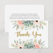 Carte de remerciement floral aquarelle de succulen (Devant / Derrière)