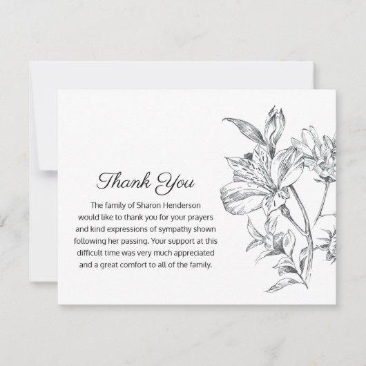 Carte de remerciement Floral Simple (Devant)