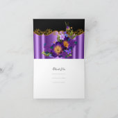 Carte de remerciement floral violet or noir (Intérieur)