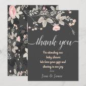 Carte de remerciement Florale à l'aquarelle chic É (Devant / Derrière)