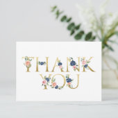 Carte de remerciement florale à l'aquarelle Navy & (Debout devant)