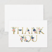 Carte de remerciement florale à l'aquarelle Navy & (Devant / Derrière)