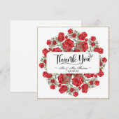 Carte de remerciement florale à l'aquarelle Rose r (Devant / Derrière)