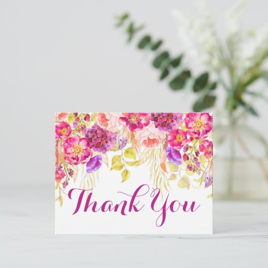 Carte de remerciement florale à l'hydrangea rose a (Debout devant)